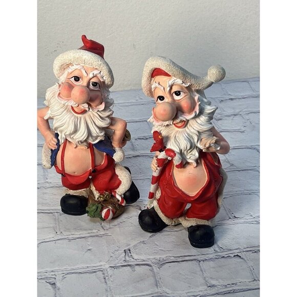 vintage lot of 2 whimsy ceramic santa figurines 9'' super cute - Picture 11 of 13